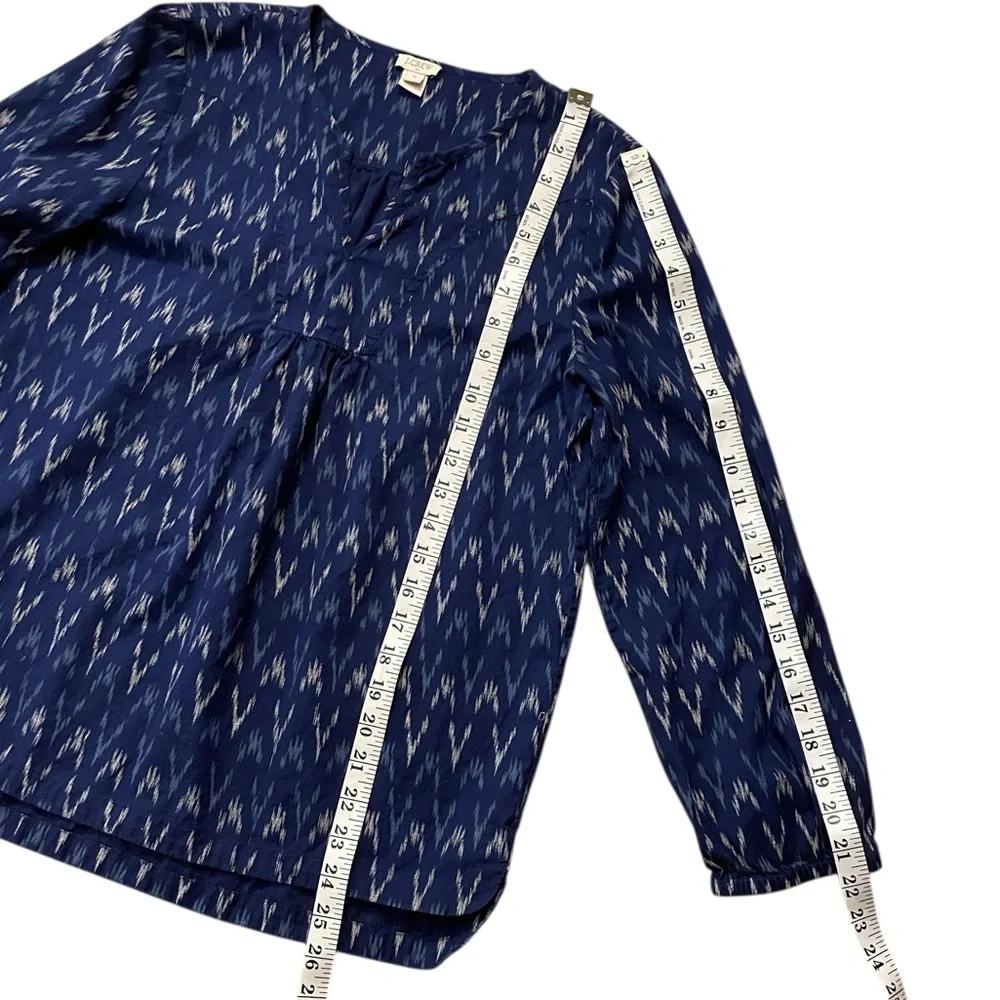 J. Crew Cobalt Blue/Cream Chevron V-Neck Pullover Top M NWOT